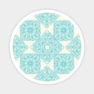 Teal Turquoise granny squares over cream Magnet